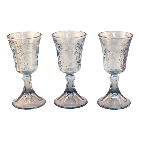 Blue TIARA INDIANA GLASS Last Supper Communion Religious Chalice Wine Goblet Exc - Picture 2 of 12